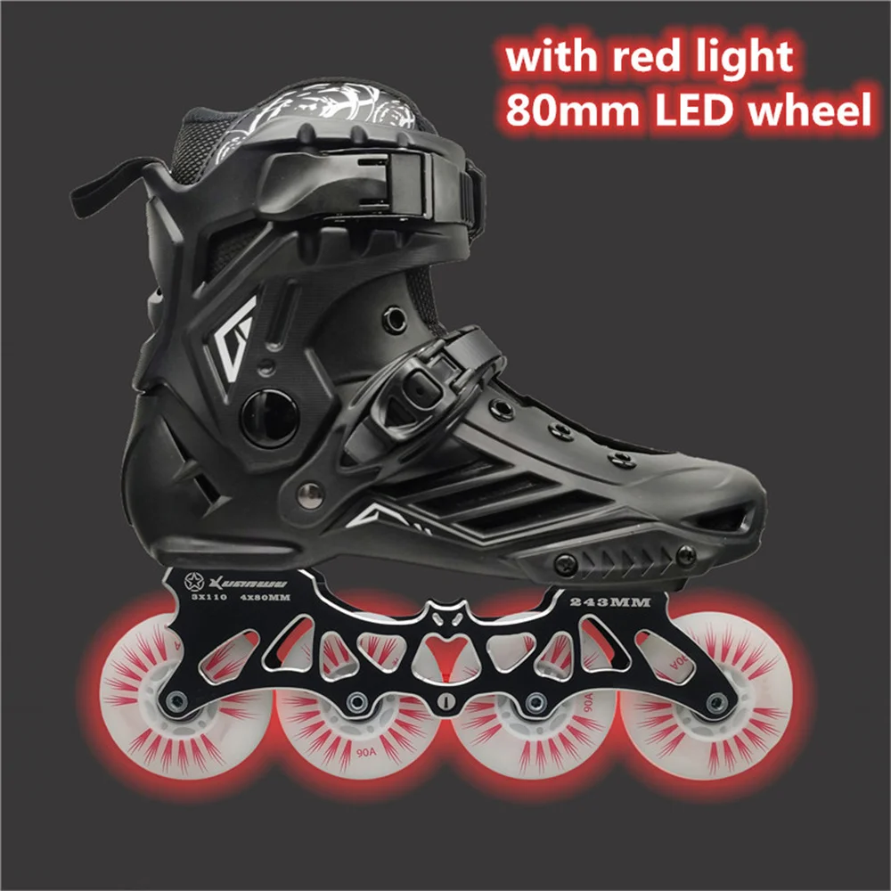 LED 80mm Skates Shoes for Inline Roller FSK Slalom Skate Shoes 4 Wheel / 3 Wheel Speed Shine roller skates