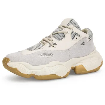 

2019 New Leather Sneakers Men Women Plus Size 39-44 Designer Chunky Shoes Breathable Platform Casual Shoes Men Shoes