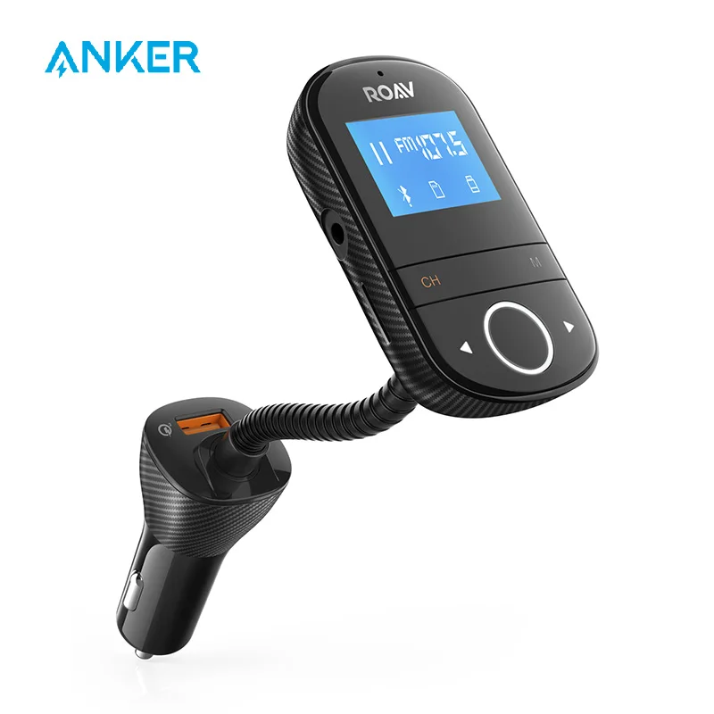 Ceny Anker Roav SmartCharge F3 bezprzewodowy nadajnik Bluetooth 4.2 FM do samochodu, adapter audio i odbiornik samochodowy, 1.44 Cal wyświetlacz