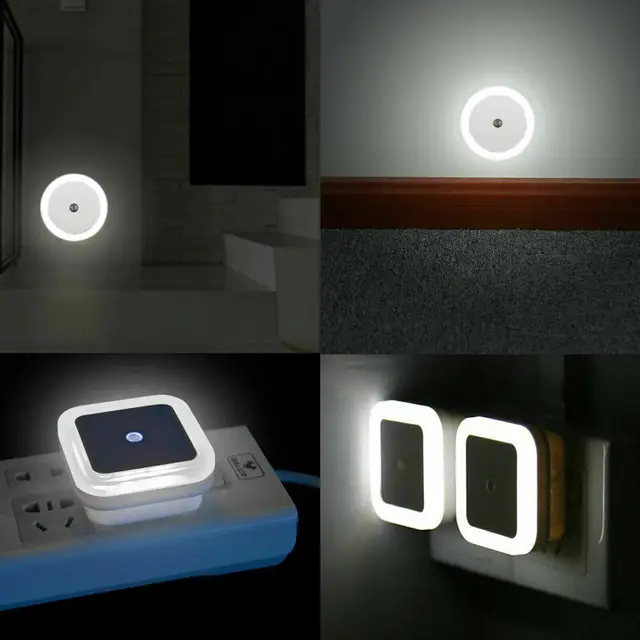 มินิน่ารัก Plug-in LED Night Light Auto Sensor  โคมไฟข้างเตียงสําหรับห้องนอนเด็กห้องโถงทางเดินบันได EU/US 110V 220V -  AliExpress