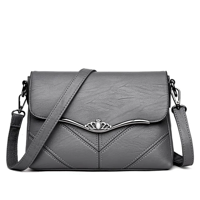 Модная брендовая кожаная сумка-мессенджер, женская сумка-мессенджер, женская сумка через плечо, женские модели bolsa, женская сумка - Цвет: gray