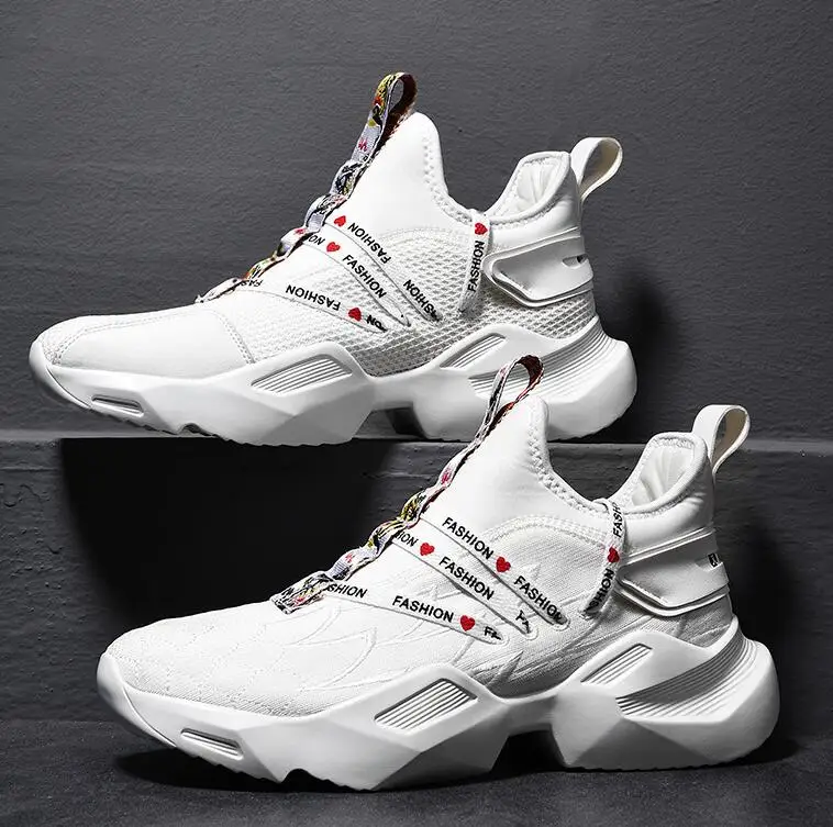 

2019 summer New men mesh shoes cool flyknit Breathable trend casual shoes chunky sneakers loafers