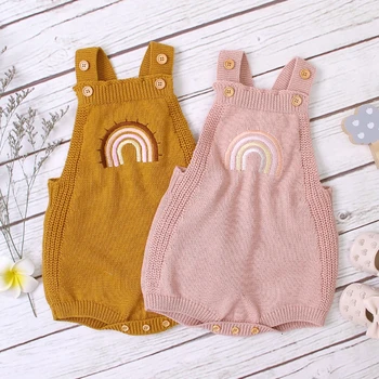

Newborn Baby Rainbow Pattern Knit Romper