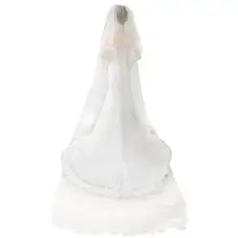 Женский 2 уровня со шлейфом собора свадебная вуаль волнистый жемчуг бисером свадебный головной убор