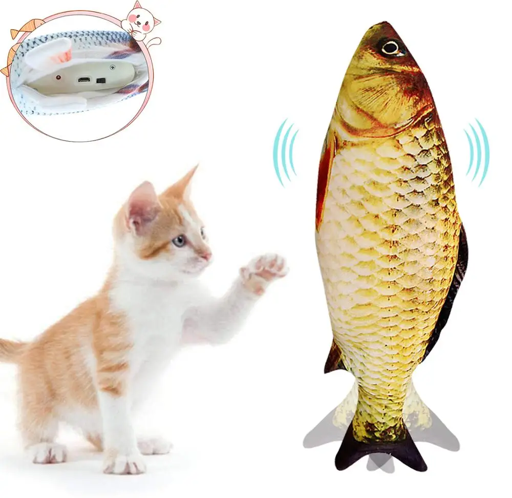 Interactive Cat Toys Plush Realistic Flopping Fish Electric Moving Fish