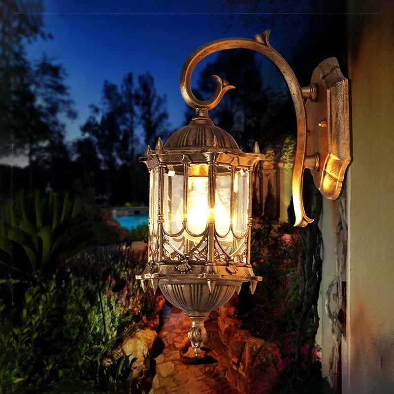Europe Outdoor Rain-proof Wall Sconce Villa Garden Lighting Fixtures Retro Decoration Lamp LED Wall Lamp
