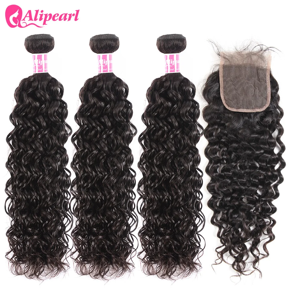 UNice Hair Kysiss Series Malaysian Water Wave Virgin Human Hair Extension 8-26inch 3 PCS Bundles with Closure Free Part