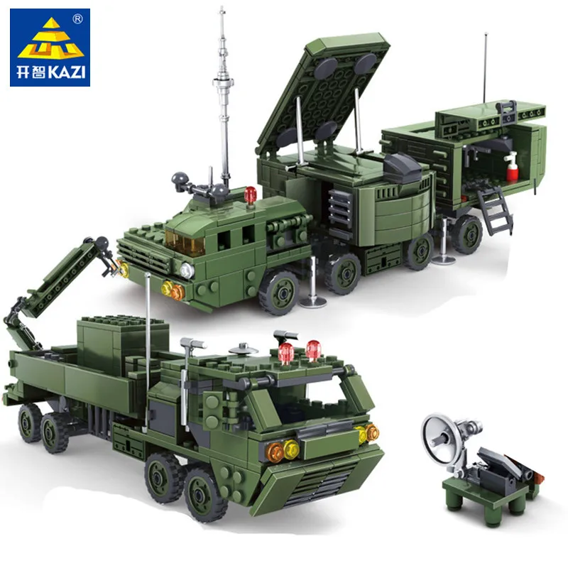 

KAZI 534Pcs Building Blocks Field Army Series Irradiation Radar Car Military Children Gifts Model Educational toys for Children