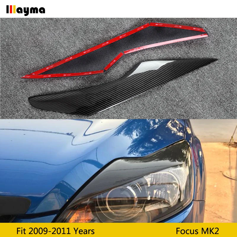 Декоративные Чехлы для передних фар Ford Focus 2009 - 2011 из углеродного волокна MK2