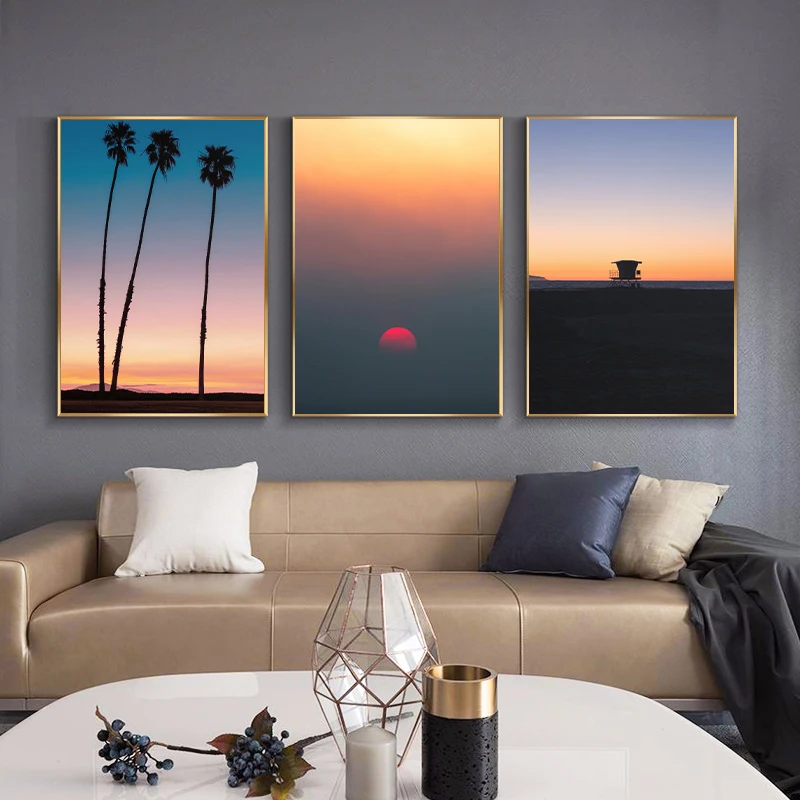 

Sunset Glow Landscape Canvas Painting Nordic Poster and Print Wall Art Picture Modern For Living Room Bedroom Gallery Home Decor