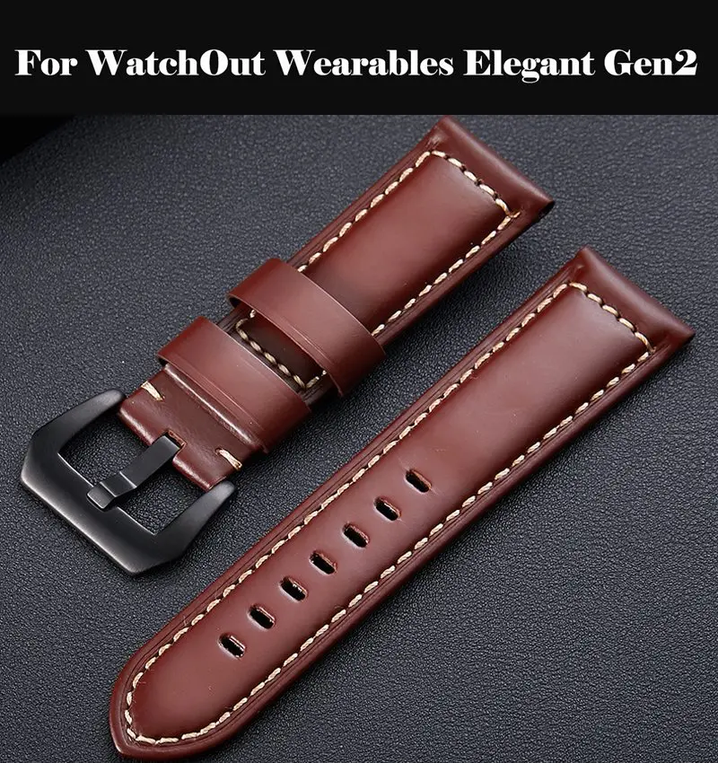 

20 22 26 MM Genuine Leather watch band smart watch accessories bracelet strap band For WatchOut Wearables Elegant Gen2