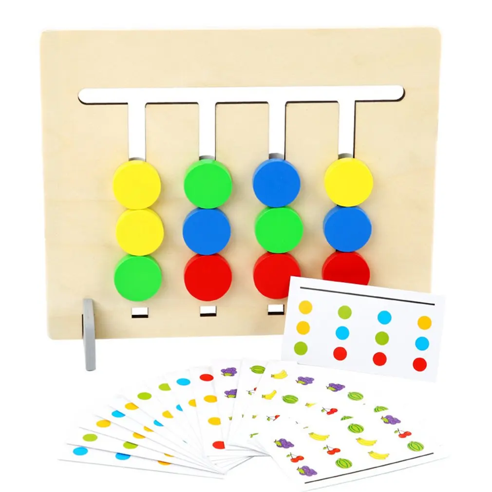 Четырехцветная игра с фруктами Монтессори, деревянные игрушки для детей, двухсторонняя логика, деревянные игрушки Монтессори, подарок