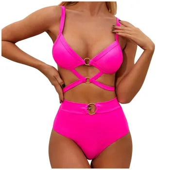 

2020 Beach Swimming Suit For Women Swimsuit Strappy Swimwear Mesh Bathing Suit Sexy Perspective Solid Bikini Mujer Beachwear #4