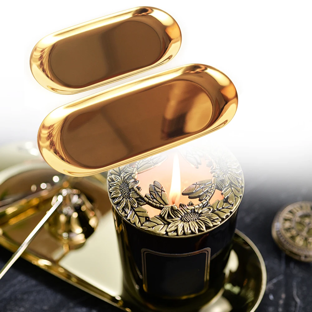 New 2020 Kitchen Colorful Metal Storage Tray Gold Oval Dotted Fruit Plate Small Items Jewelry Display Tray Mirror