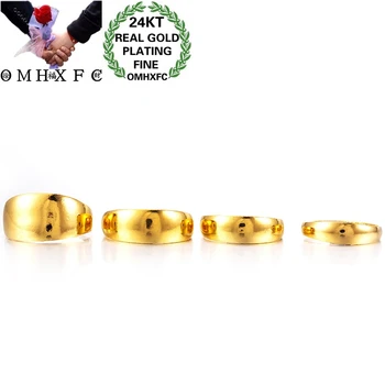

OMHXFC Jewelry Wholesale RI201 European Fashion Fine Lovers Party Birthday Wedding Gift Simple Blank 24KT Gold Resizable Ring