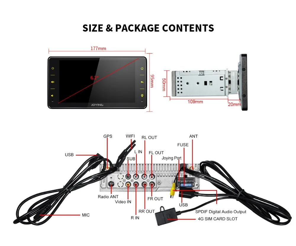 Top Android 8.1 4GB+64GB Octa Core Universal 6.2" Audio Stereo Support 4G network WIFI GPS 1Din Car Radiowith free Rear view camera 25