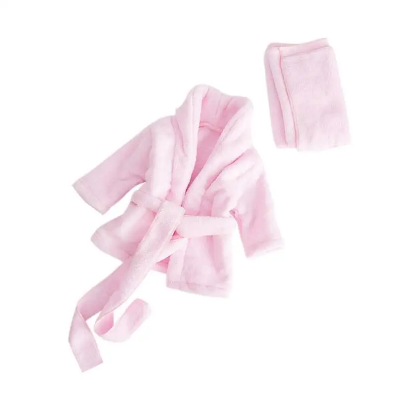 Pink Одежда для фотосъемки новорожденных; детская хлопковая плотная одежда для сна; банный халат с поясом; головной платок для мальчиков и девочек 0-6 месяцев - Цвет: Pink