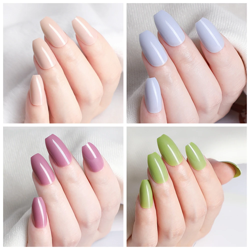 

Avocado Green Artificial Coffin Fake Nails Macaron Stiletto False Fingernail For Designs Full Cover Tips Manicure Tool