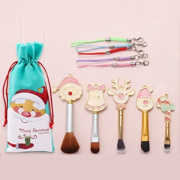

5pcs Makeup Brushes Set For Foundation Powder Blush Eye Shadow Concealer Lip Eye Make Up Brush Christmas pattern Cosmetics Brush
