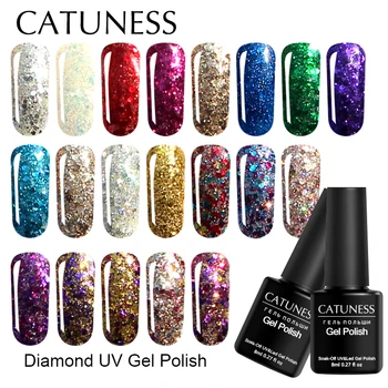 

CATUNESS Shiny 8 ML Pearl Diamond Nail Gel Bling Effect Long Lasting UV Nail Polish Glitter Soak Off Colorful Gel Nail Lacquer