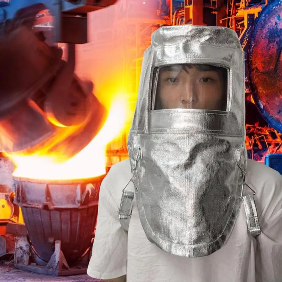 

Aluminum Foil Insulated Head Cover Heat Resistant Hood Protective Helmet