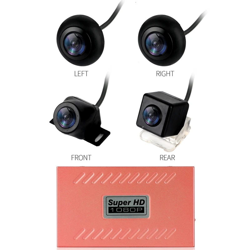 Панорамная система DVR с углом обзора 360 градусов, водонепроницаемая бесшовная 2D матовая HD камера, 360 градусов, парковочная система