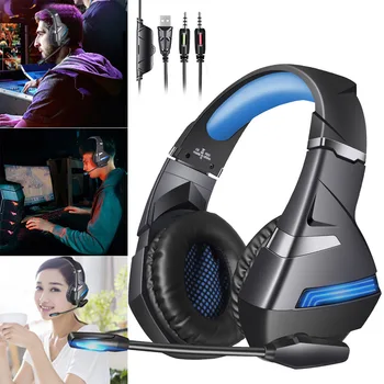 

Gaming Headset Wire Control Stereo Glowing Earphone Headphone with Mic for Computer Games LHB99