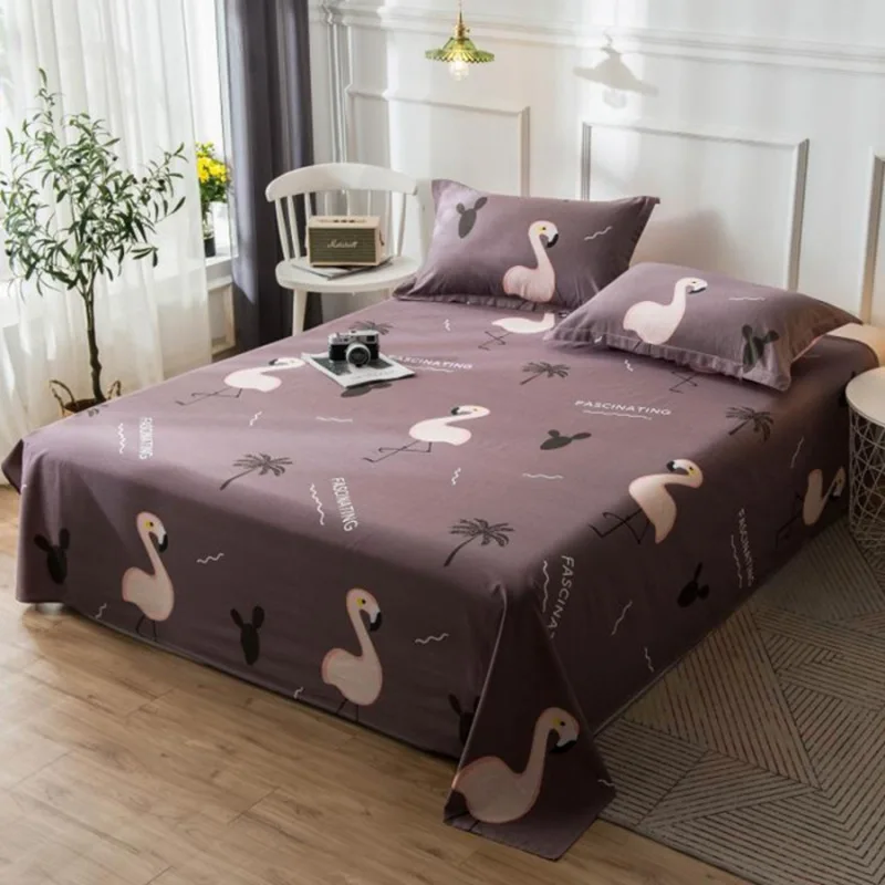 

Yaapeet Floral Printing Bed Sheet Cotton Queen King Full Size Mattress Covers Flat Sheet Bedsheet No Pillowcase
