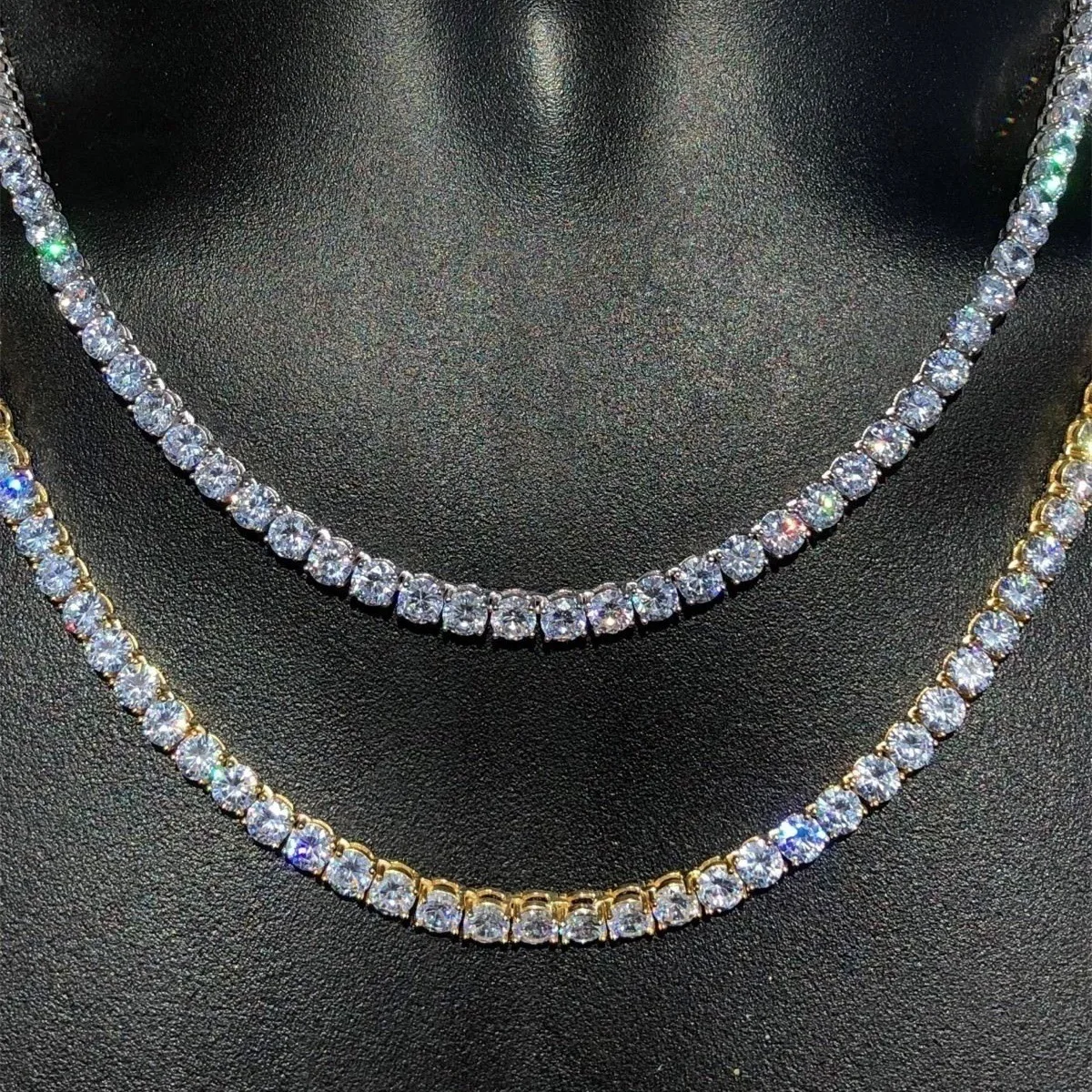 

Accessories Women's Fashion Necklace Diamond Set Gold Silver Square Man-made Diamond Necklace