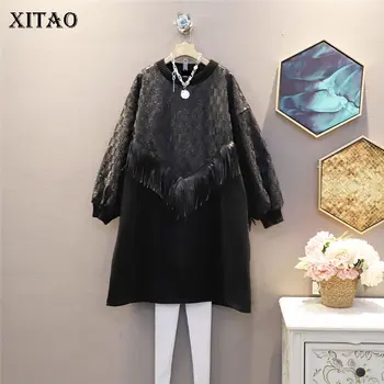 

XITAO Tassel Women Dress Fashion New Patchwork 2020 Winter Plaid Small Fresh Casual Style Loose Minority Pullover Dress ZY1454