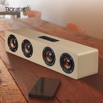 

12W Wooden Wireless Bluetooth Speaker Wired Connection with TF Card High Power Extended 32GB for Smartphone/PC/TV