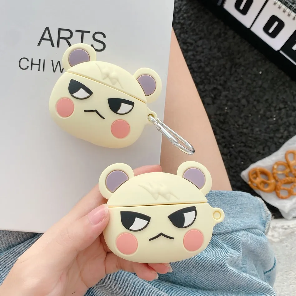 Angry выражение лица мышь животные силиконовый чехол для Airpods1 2 Защитная крышка Earburd