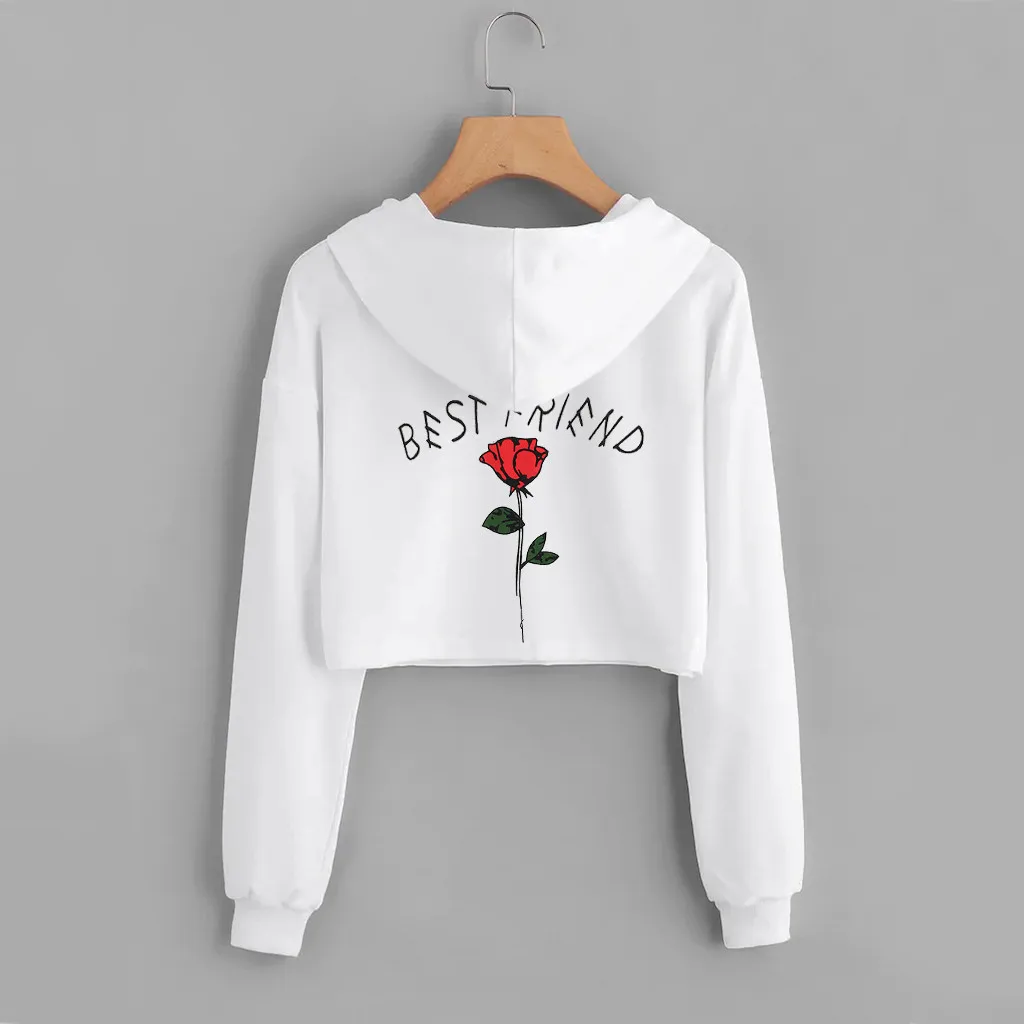 Hoodies Women Autumn 2019 Print flower Letter Hooded Harajuku Streetwear Hoodie Hoodies And Sweatshirts Women Pullovers Clothes
