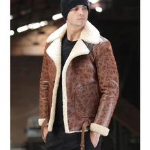 Мужская модная меховая куртка из натуральной овчины, зимняя коричневая черная меховая одежда с отложным воротником, меховое пальто