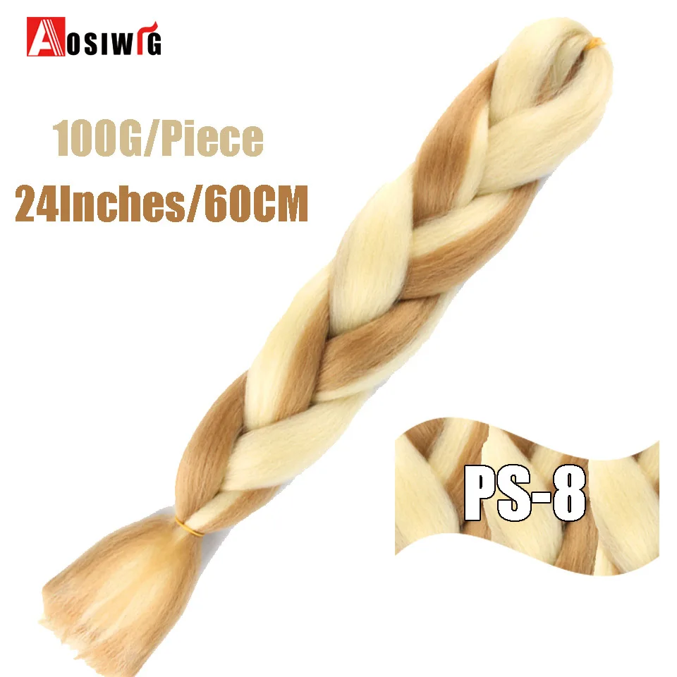 6/613 AOSIWIG 2" огромные косички длинные Омбре Джамбо синтетические косички волосы крючком блонд розовый синий серый волосы для наращивания африканская вязка - Цвет: 6/613