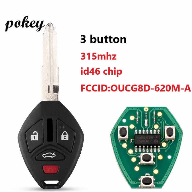 

For MITSUBISHI 3 button Car Remote Uncut Lama Chiave 3 button Remote Transponder Chip ID46 OUCG8D-620M-A 315Mhz Per Mitsubish