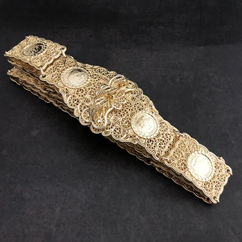 

Napoleon Figure Golden Metal Belt French Coin Chain Design Caftan Belts Luxury Algiers Algeria Traditional Holiday Jewelry Women