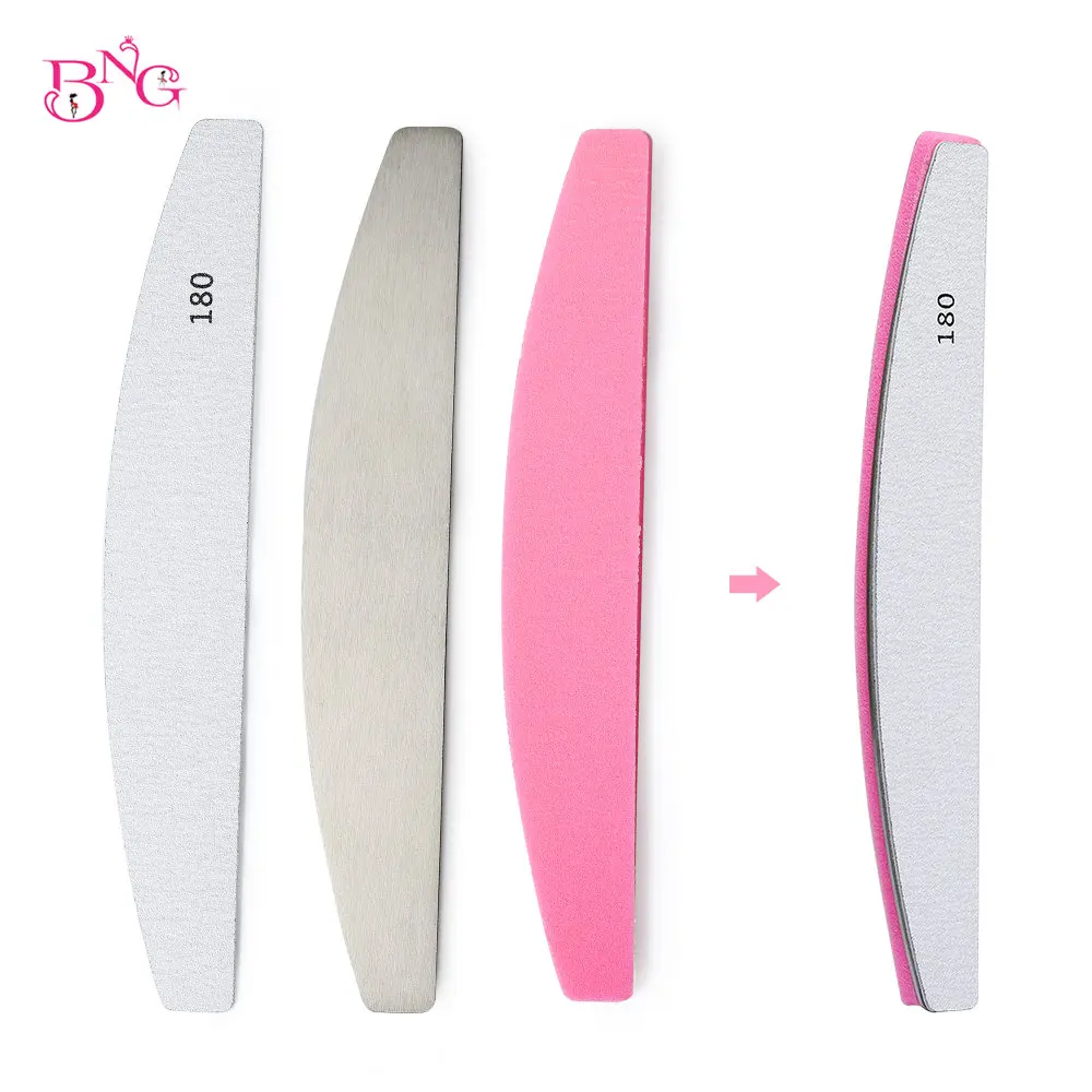 

BNG Nail Files Buffers Replacement Pads Nail Sponge Files Sandpaper Double-Side Salon Manicure Tools Kit Stainless Steel Base
