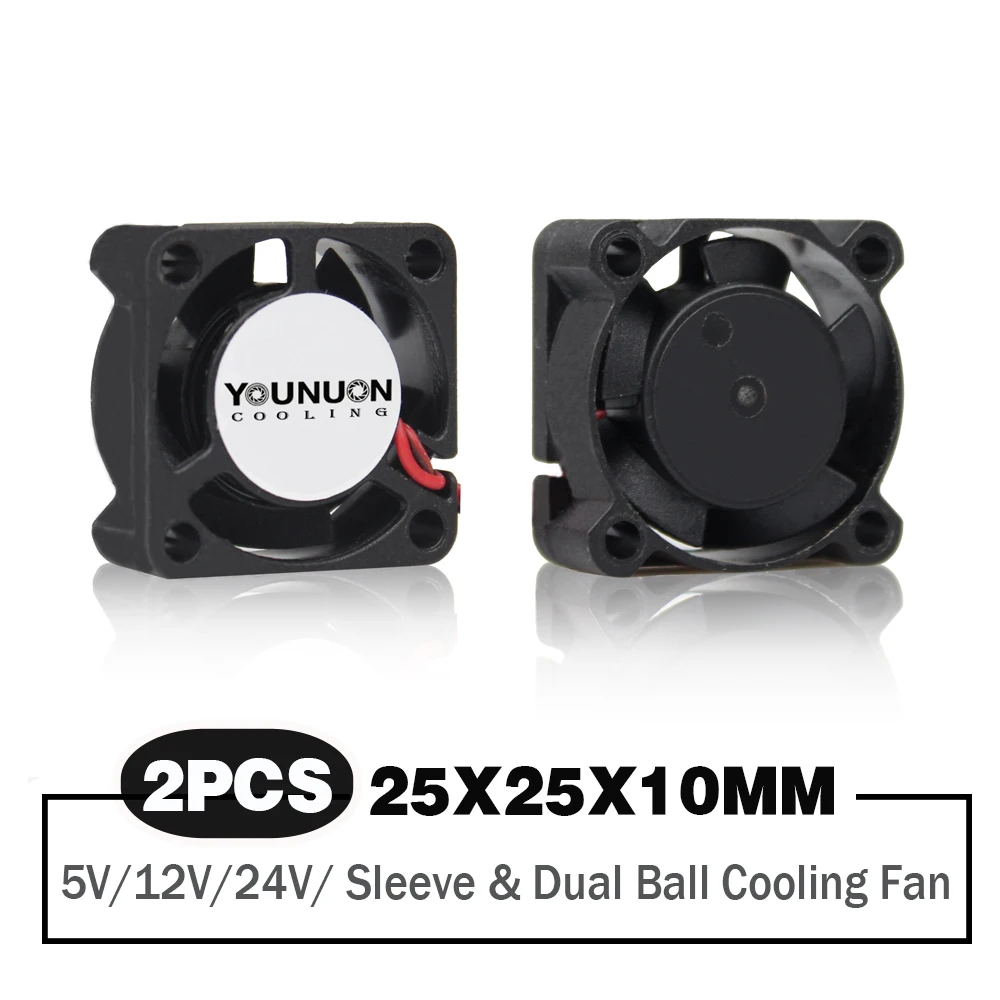 2 조각 듀얼 볼 2510 25mm 25x25x10mm 그래픽 카드 냉각 팬 5V 12V 24..