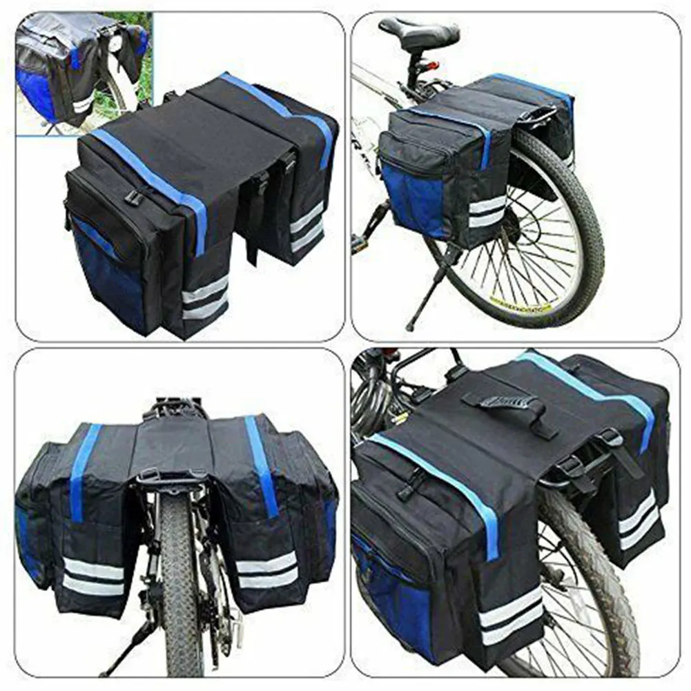 Flash Deal Carry Luggage Double Pannier Mountain Bicycle Multi Pocket Reflective Strip Durable Portable Trunk Bag Mesh Practical Rear Seat 3