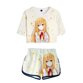 

Himouto! Umaru-chan Print Midriff-baring T-shirt+Sport Shorts Women Summer Fashion Casual Harajuku Soft Two Pieces Sets Hot Sale