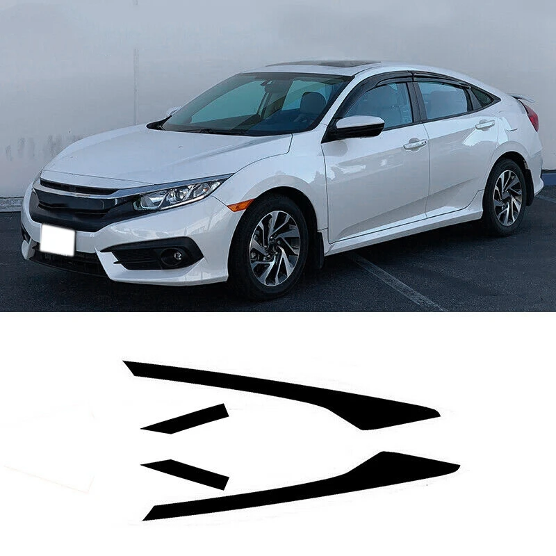 Sedan Window Visor Trim Chrome Overlay Black for 16-19 Honda Civic | Автомобили и мотоциклы
