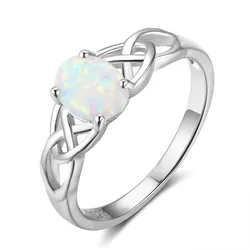 VENTFILLE 925 Sterling Silver Vintage Fashion Setting Opal Stone Gem Ring For Women Size 6-10 Anillos Anel