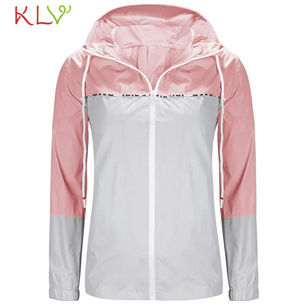 

Women Jacket Hooded Zipper Thin Patchwork Winter Fall Jackets Casual Long Sleeve Windbreaker 2019 Overwear Basic Coats 19Aug