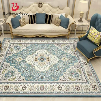 

Bubble Kiss Rugs And Carpets For Home Living Room European Retro Flower Pattern Carpet High-End Green Decorative Carpet Area Rug