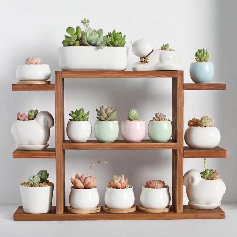 Wood Plant Stand Garden Ladder Shelf Indoor Multi Layer Small Green Flower Frame Decoration Balcony Living Room Window Pot Rack Plant Shelves Aliexpress