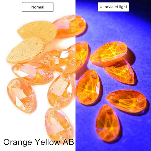 Teardrop Crystal AB Sew On Rhinestones Flatback Glass Strass стразы Fluorescent Neon Rhinestone Wedding Dress F0172 - Цвет: Orange Yellow AB