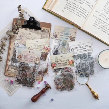 

50pcs Retro Victorian Renaissance Series Transparent Decorative Kawaii Stickers Scrapbooking Stick Label Diary Stationery Album
