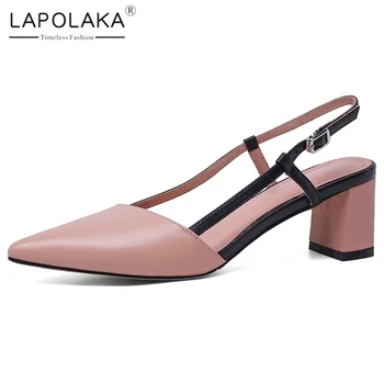 

Lapolaka 2020 Hot Sale Genuine Cow Leather Summer Sandals Woman Shoes Pointed Toe Buckle Strap Lady Shoes Women Sandals