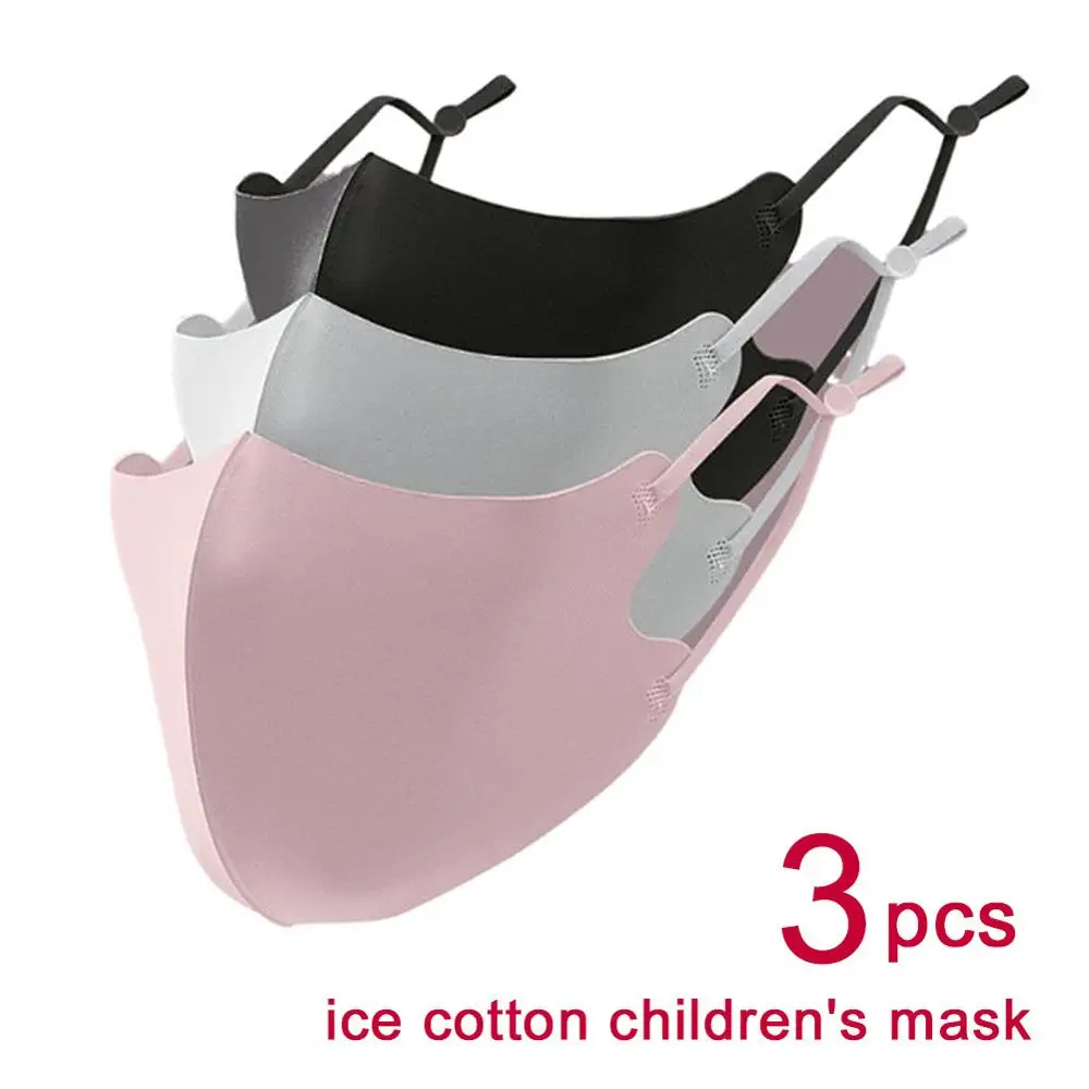 3pcs Anti Dust Child Kid Mask Ice Silk Masks Washable Travel Reusable Adjustable earloop straps support long-time usage Cotton 2